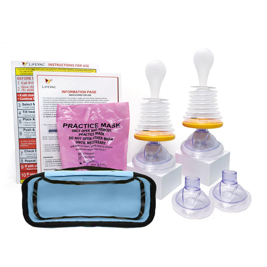 LifeVac frente del embalaje mostrando kit completo y seguridad adicional