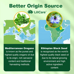 LILICARE ingredientes: orégano mediterráneo y comino negro etíope