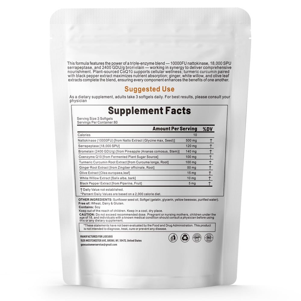 LIOEUBIO softgels abiertas junto al frasco indicando cantidad de 240