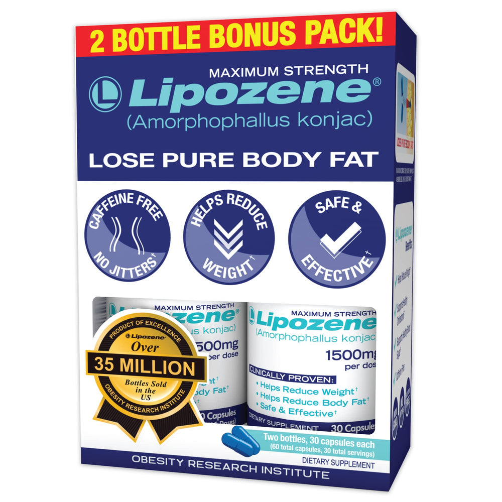 Lipozene frascos frontales mostrando el envase y beneficio de control del apetito