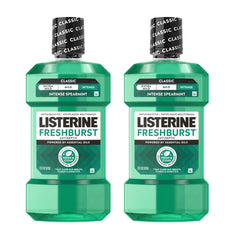 Listerine botella frente empaque mostrando marca y frescura