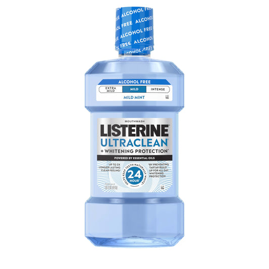 Listerine Ultraclean frente botella 1 L mostrando diseño y tamaño práctico