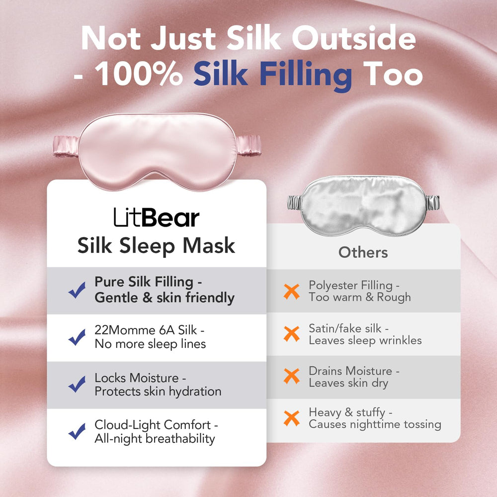 LitBear soft silk eye mask comfortable for side sleepers