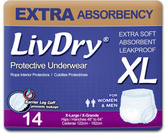 LivDry empaque frontal XL mostrando protección y talla
