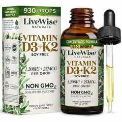 Live Wise Naturals frasco frontal mostrando etiqueta clara y beneficios