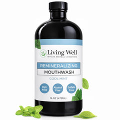 Living Well with Dr. Michelle botella frontal mostrando etiqueta y beneficios