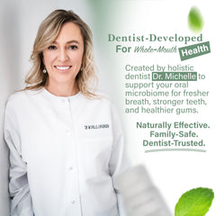 Living Well with Dr. Michelle etiqueta con ingredientes clave resaltando fórmula limpia