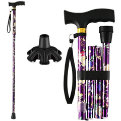 LIXIANG bastón frontal morado estampado mostrando diseño y estabilidad