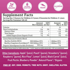 Llama Naturals etiqueta de ingredientes clara y legible para padres