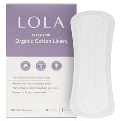 LOLA empaque frontal paquete de 56 protectores mostrando cantidad y formato