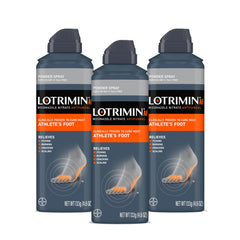 Lotrimin spray frente del empaque mostrando lata y beneficio de alivio rápido