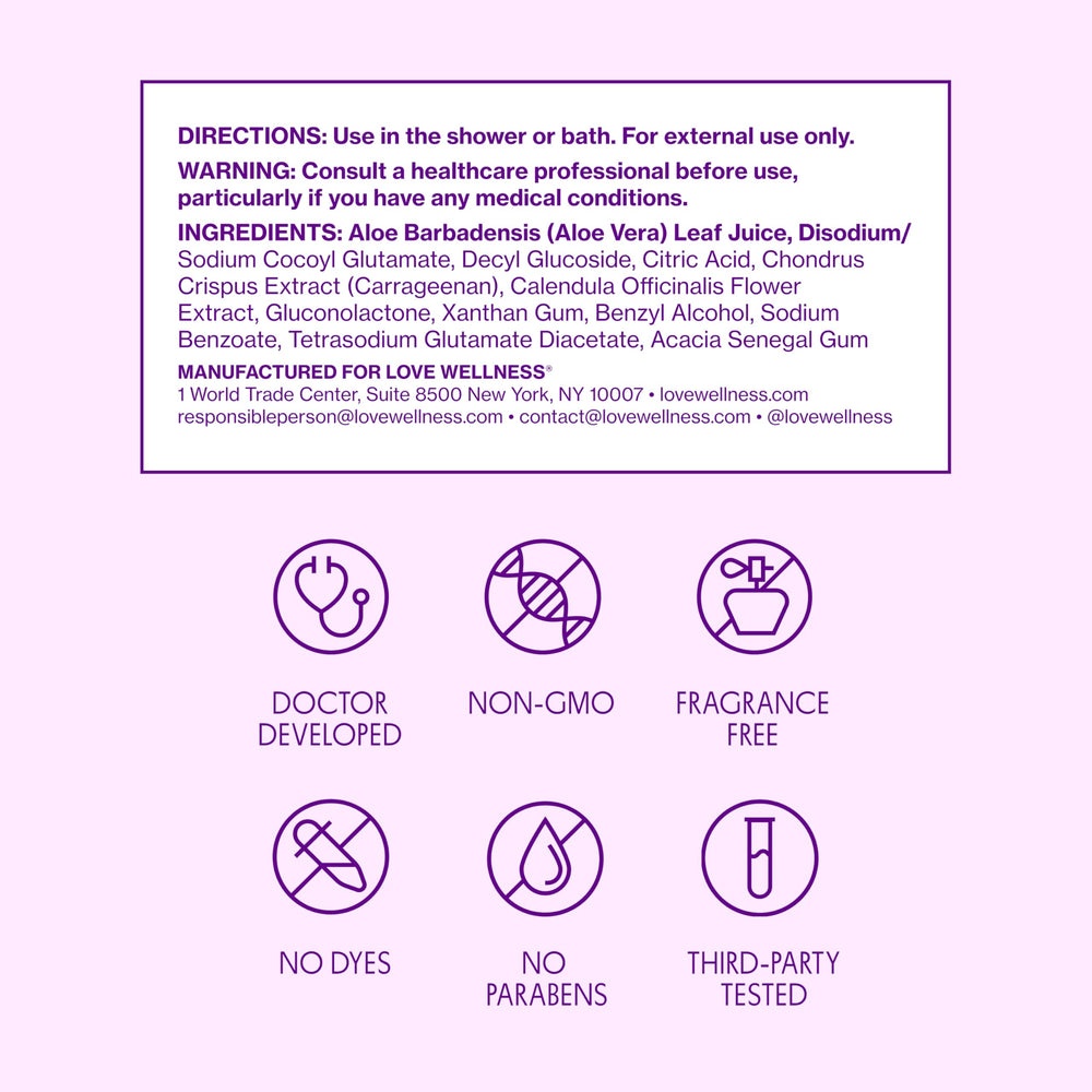 Love Wellness envase de 5 onzas, fácil de almacenar en baño.