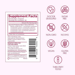 Love Wellness información nutricional resaltando ingredientes sin gluten
