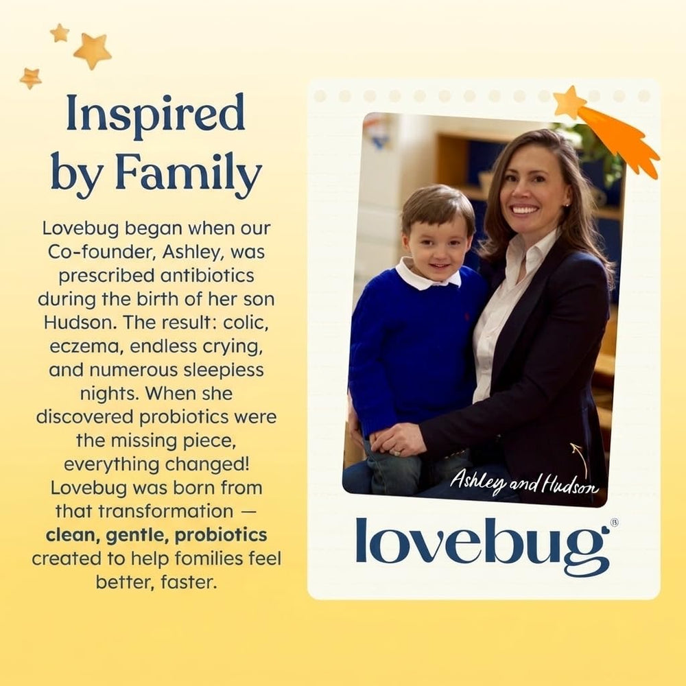 Lovebug botella junto a objetos para comparar tamaño y dosis diaria