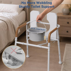 Loyoda commode en uso junto a cama facilita cuidado nocturno