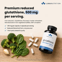 mano sosteniendo una cápsula Luma Nutrition para referencia de tamaño