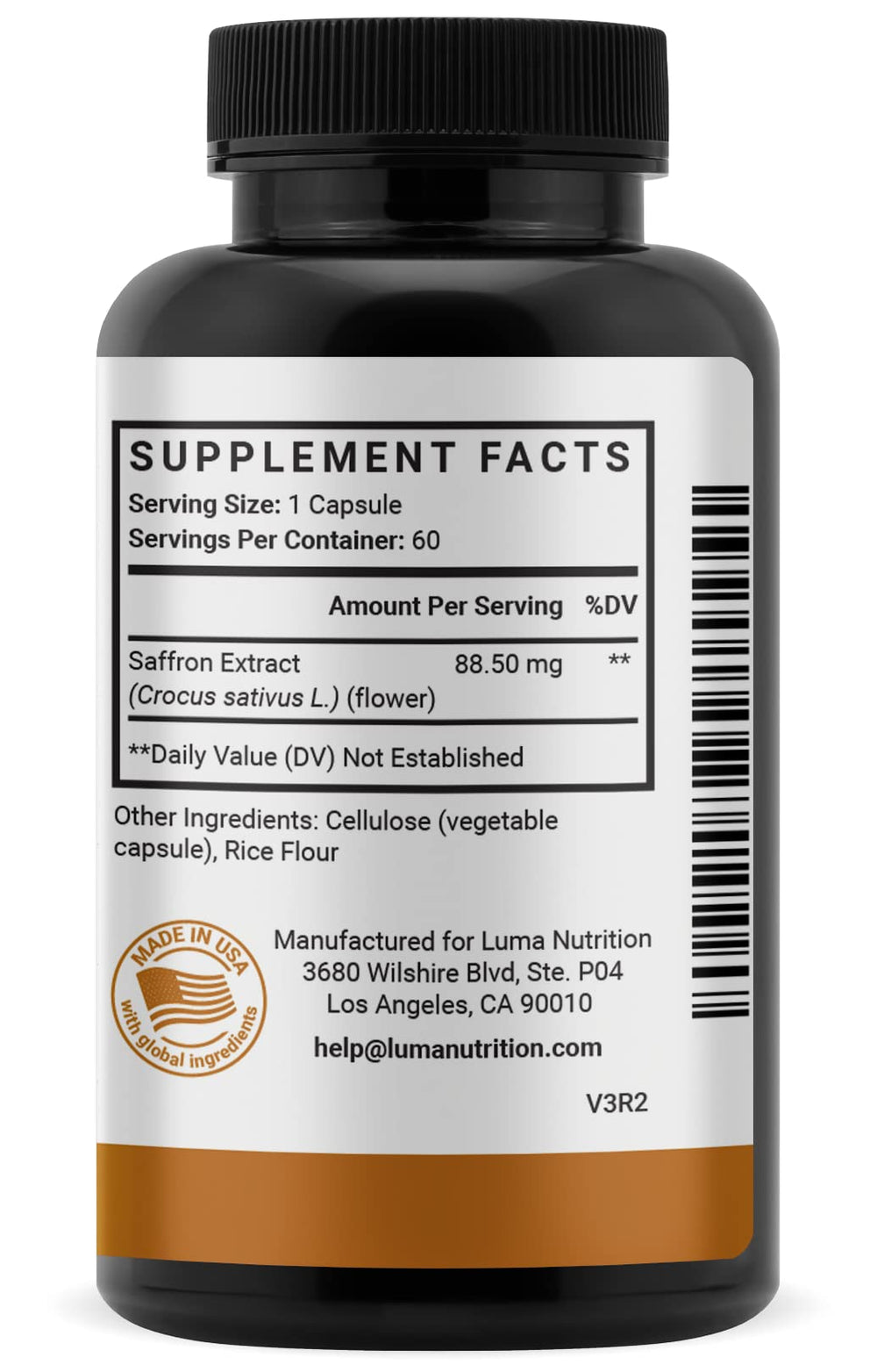 Luma Nutrition botella junto a plantas para imagen de bienestar natural