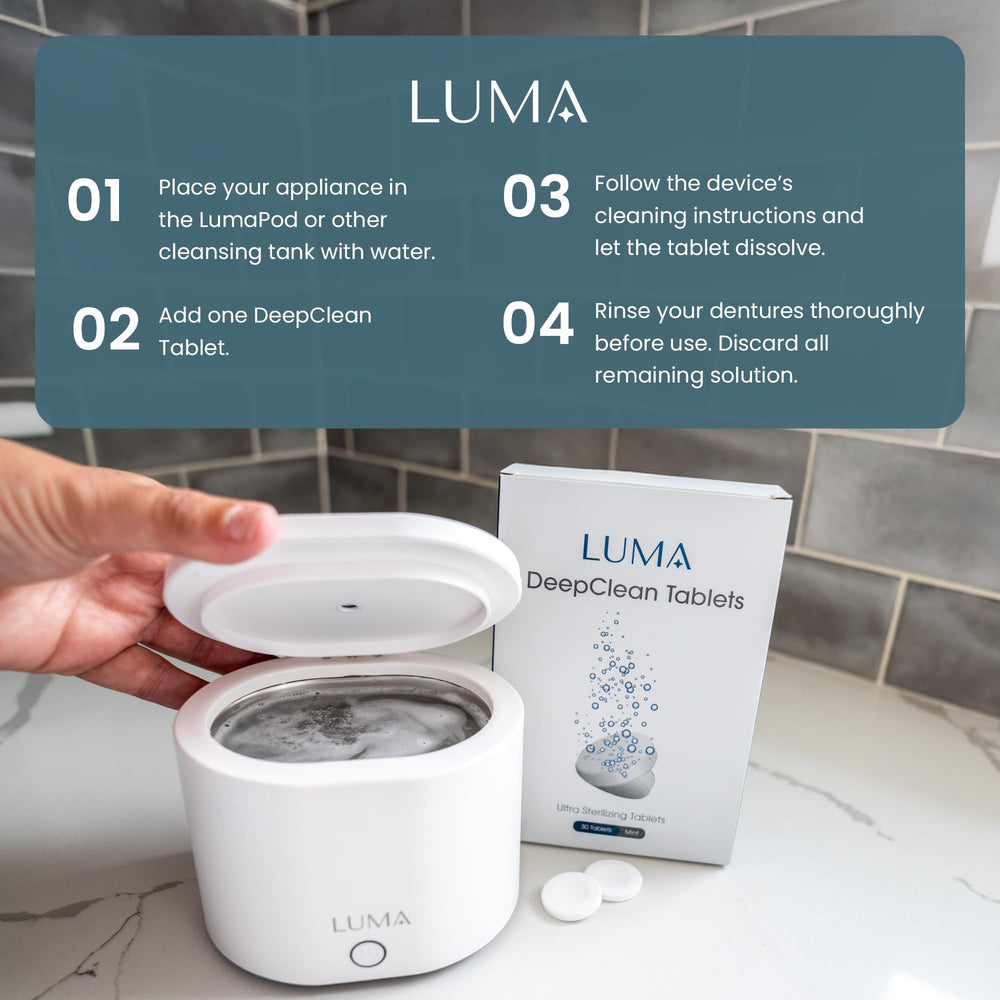 LumaPod primer plano de la tableta mostrando textura y fácil disolución