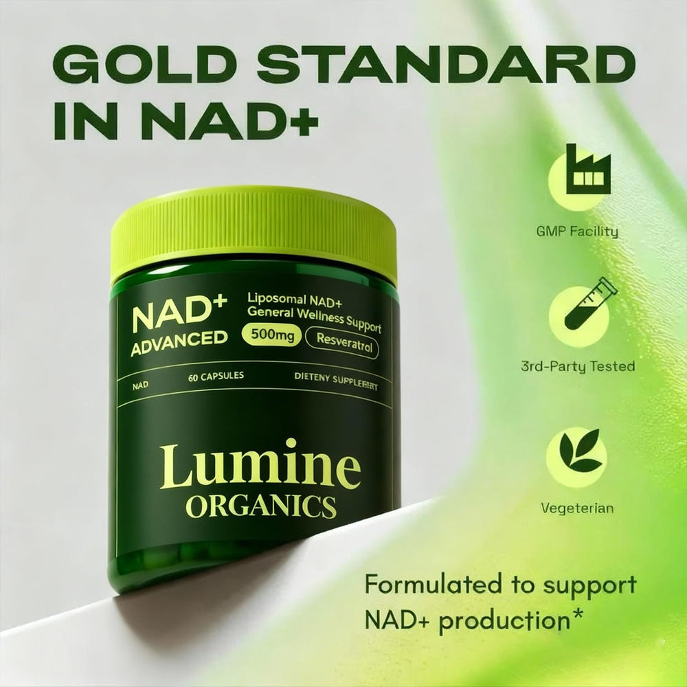 Lumine Organics cápsula en mano para mostrar tamaño y dosificación