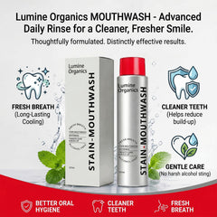 Lumine Organics detalle de etiqueta con ingredientes y beneficios claros
