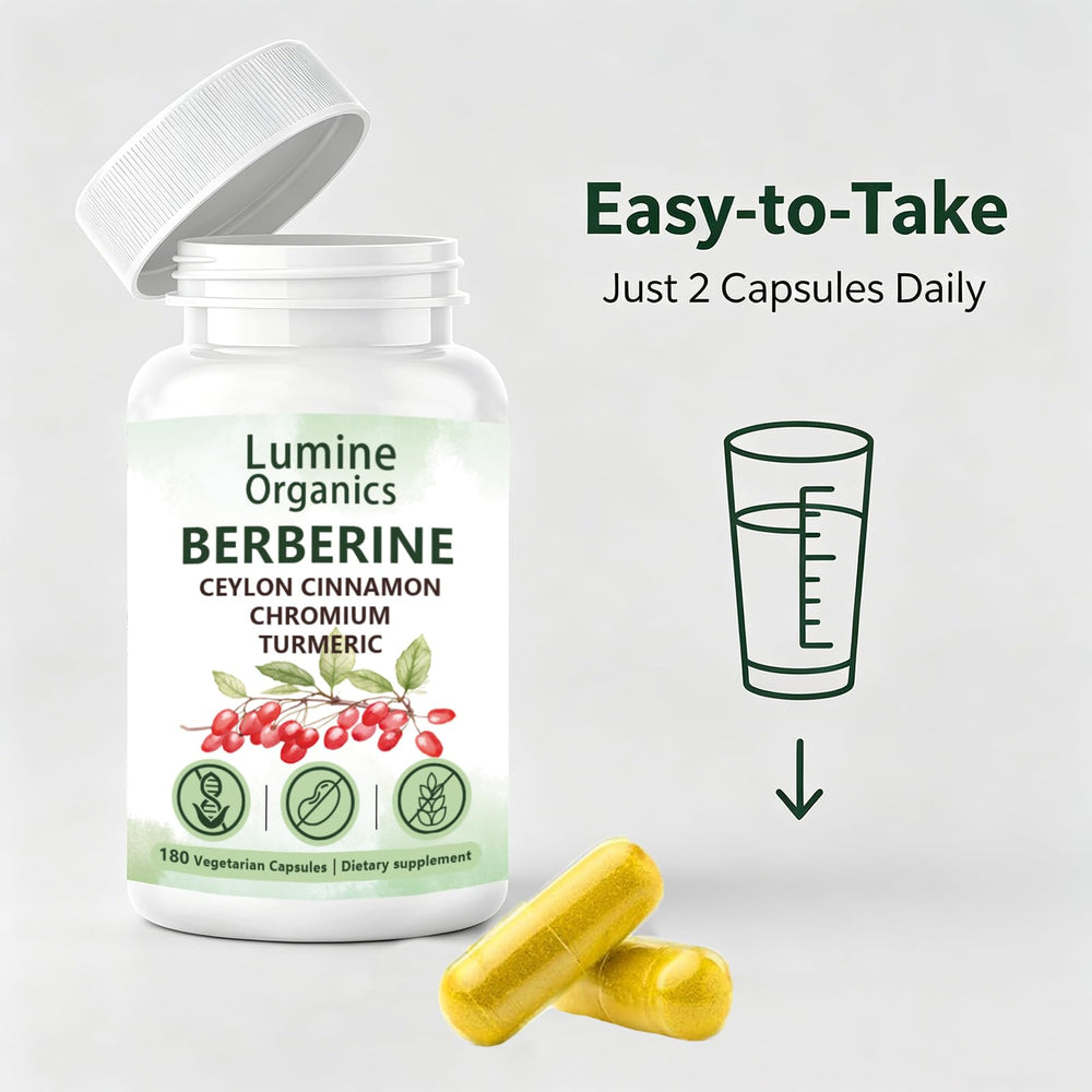 Lumine Organics empaque lateral con información de dosificación visible