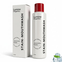Lumine Organics vista frontal del envase mostrando limpieza profesional