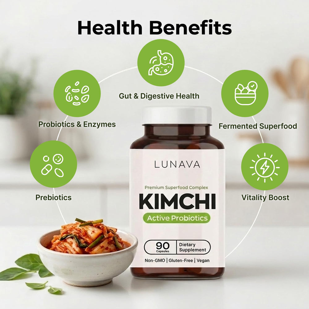 LUNAVA textura del polvo de kimchi fermentado con aspecto natural de superalimento