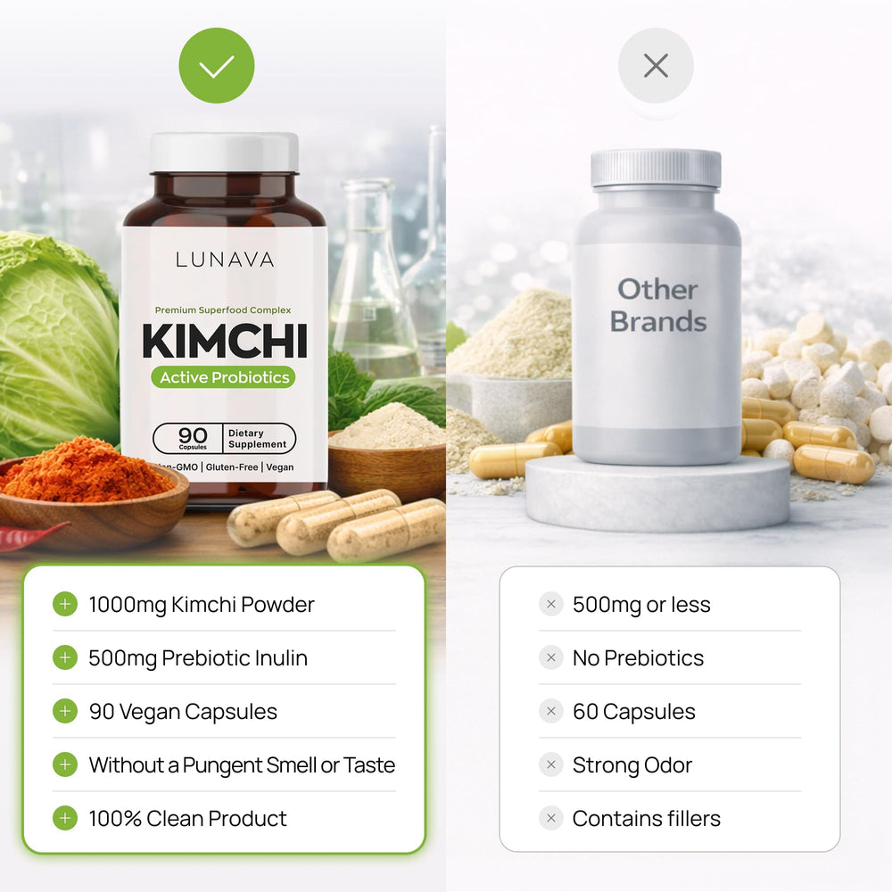 LUNAVA etiqueta con lista de ingredientes destacando prebiótico y probióticos