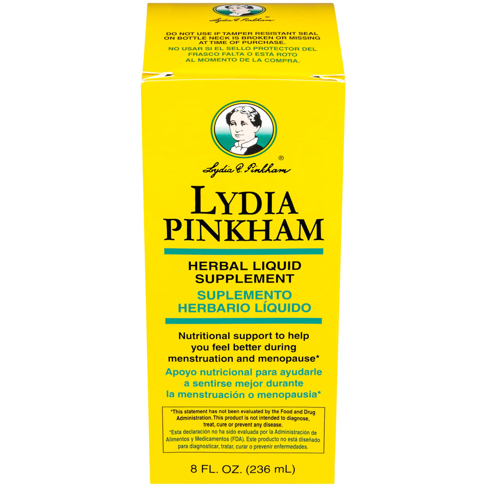 Lydia Pinkham colocada en botiquín doméstico para uso diario y conveniencia