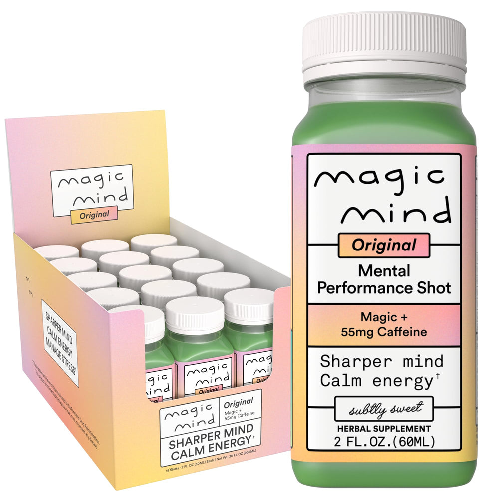 Magic Mind frontal del envase mostrando diseño y beneficio de enfoque