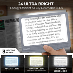MagniPros anillo de LEDs SMD iluminando texto con luz uniforme y nítida