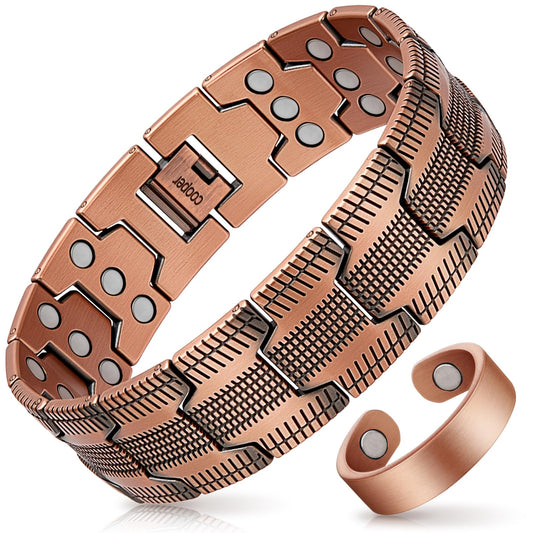 Mahnco pulsera de cobre vista frontal con diseño resistente y sofisticado