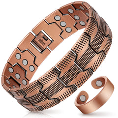 Mahnco pulsera de cobre vista frontal con diseño resistente y sofisticado