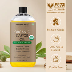 Majestic Pure etiqueta USDA orgánico confirmando pureza y sin hexano