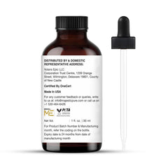 Majestic Pure etiqueta del aceite de incienso con lista de ingredientes y calidad