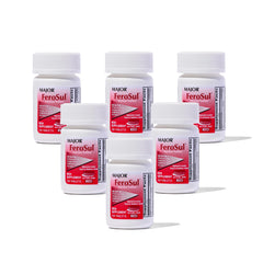 Major Ferosul tabletas rojas de 325 mg para aporte diario de hierro.