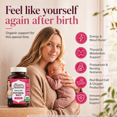 Mama Natural etiqueta con lista de ingredientes orgánicos y ventajas claras