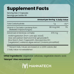 Mannatech Advanced Ambrotose capsulas textura cercana para fácil ingesta