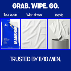 Manshowr comparación de tamaño con mano masculina, cubre más superficie