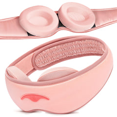 Manta Sleep antifaz frontal rosa mostrando bloqueo total de luz
