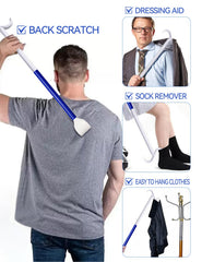 MarginZen leg lifter extendido junto a una regla que muestra la longitud y facilidad de uso