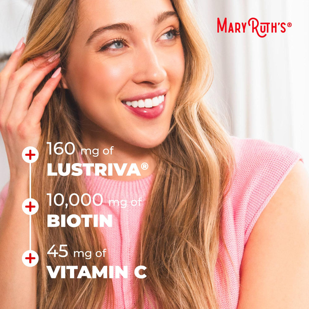 MARYRUTH'S empaque con sellos B Corp y GMP, garantía de prácticas responsables
