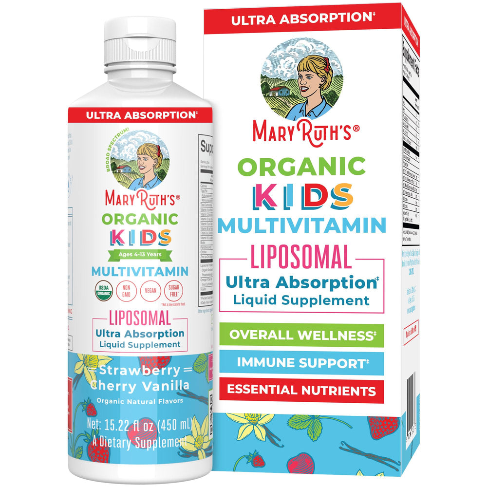 MARYRUTH'S envase frontal del multivitamínico infantil mostrando etiqueta
