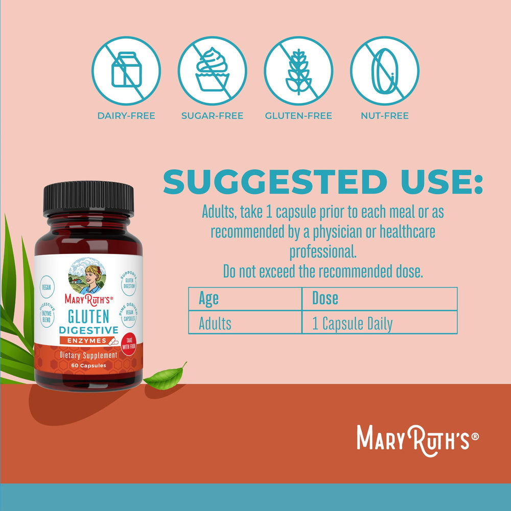 MARYRUTH'S etiqueta de ingredientes destacando la mezcla enzimática completa