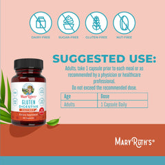 MARYRUTH'S etiqueta de ingredientes destacando la mezcla enzimática completa
