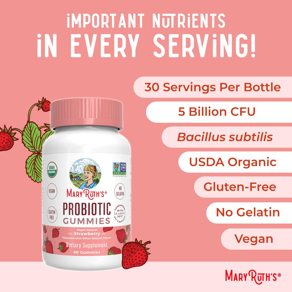 MARYRUTH'S ingredientes orgánicos en tabla, destacando pectina y azúcar