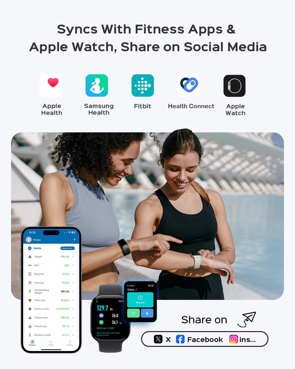 masmssm app móvil con 28 métricas para seguimiento y sincronización