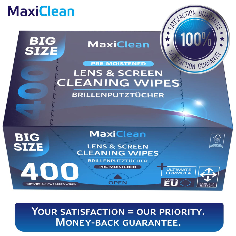 Maxi Clean limpiando objetivo de cámara y pantalla, beneficio de seguridad óptica