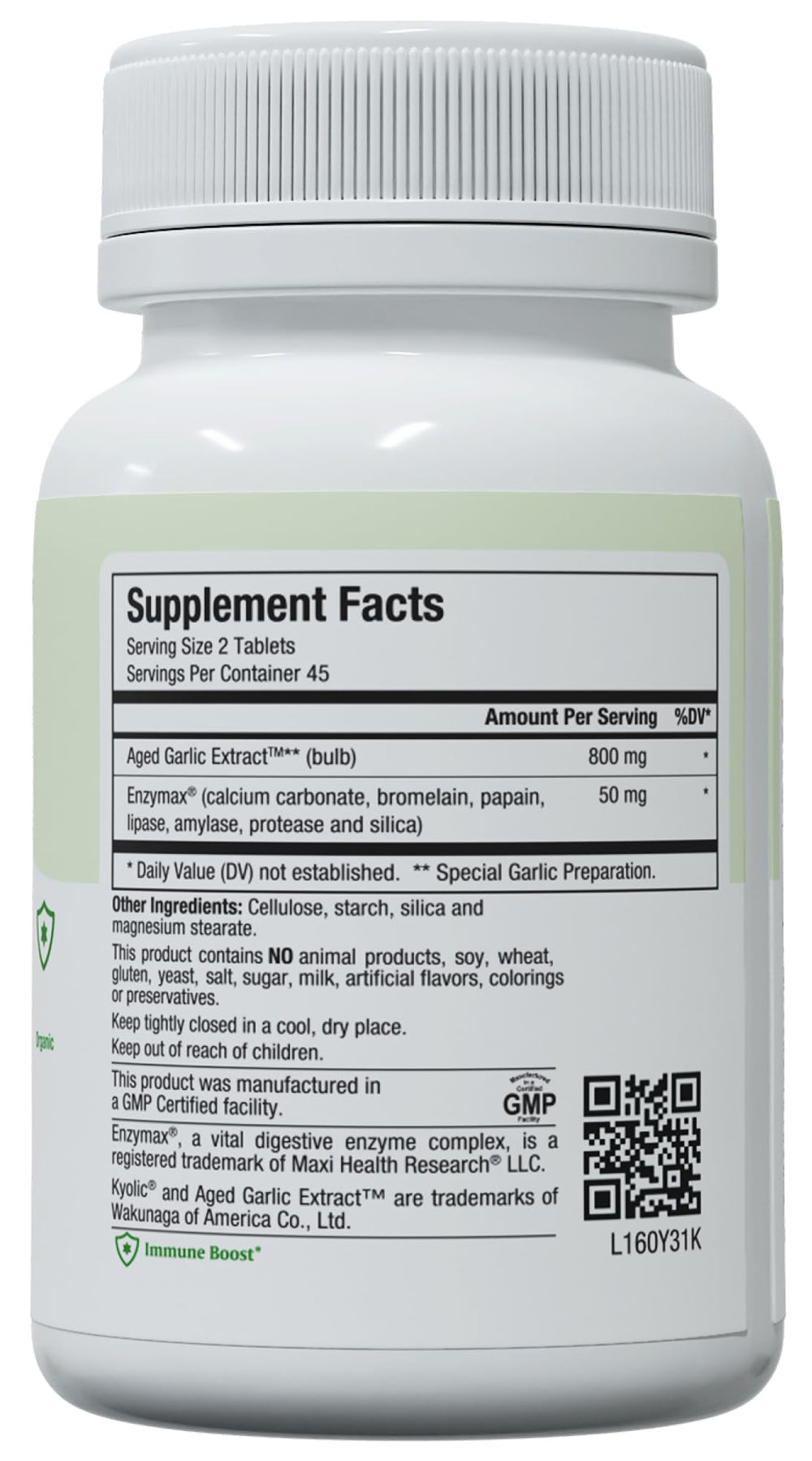 Maxi Health etiqueta de ingredientes y certificaciones orgánicas y kosher visibles