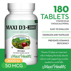 Maxi Health comprimidos de vitamina D3 en primer plano, textura y forma clara